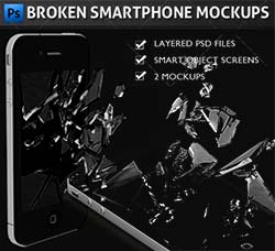 爆碎手机展示模型：Broken Smartphone Mockups